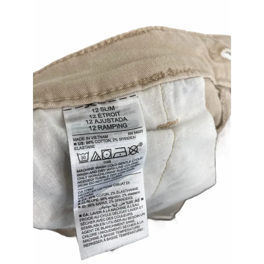 Old Navy Girl's Tan Khaki Skinny Pants Kid's Youth Size 12 Slim